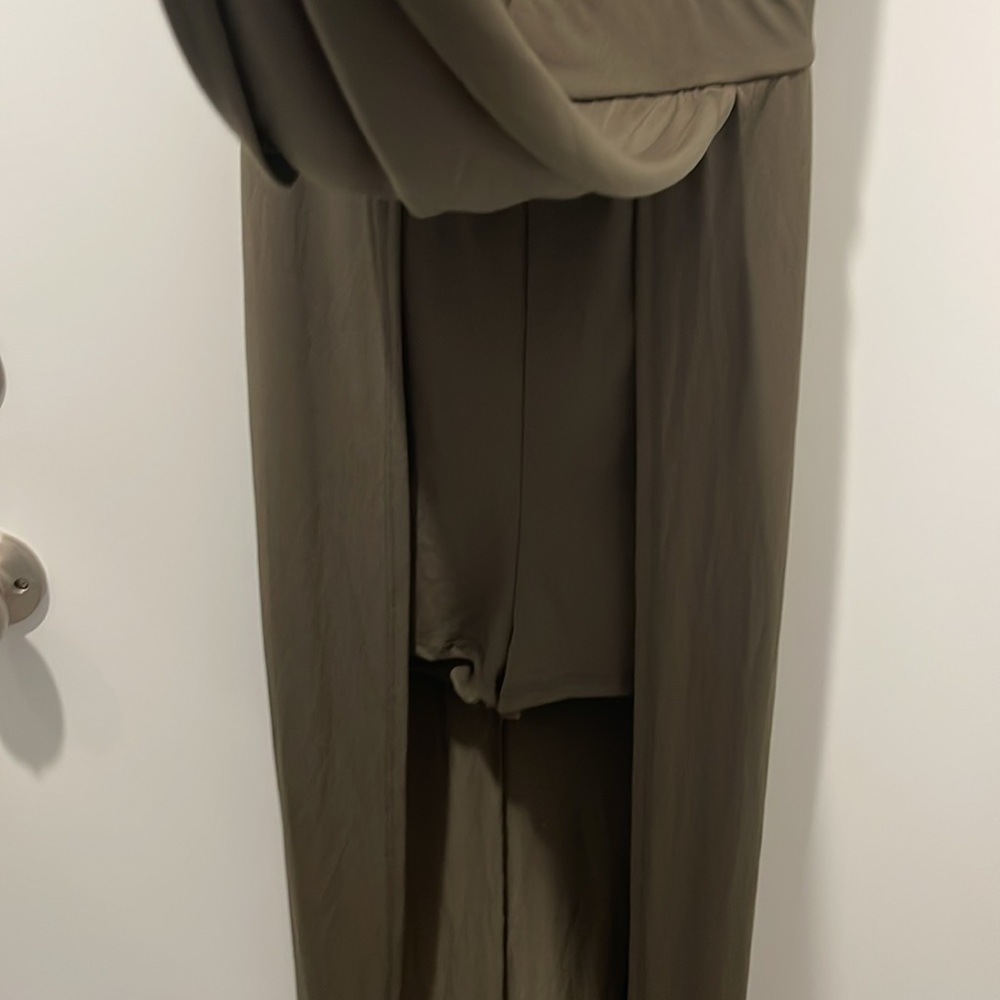 Elegant Olive Green Maxi Dress and Romper - Picture 4 of 8